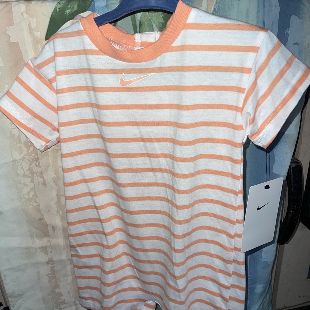 Nike Kids Orange and White Striped romper